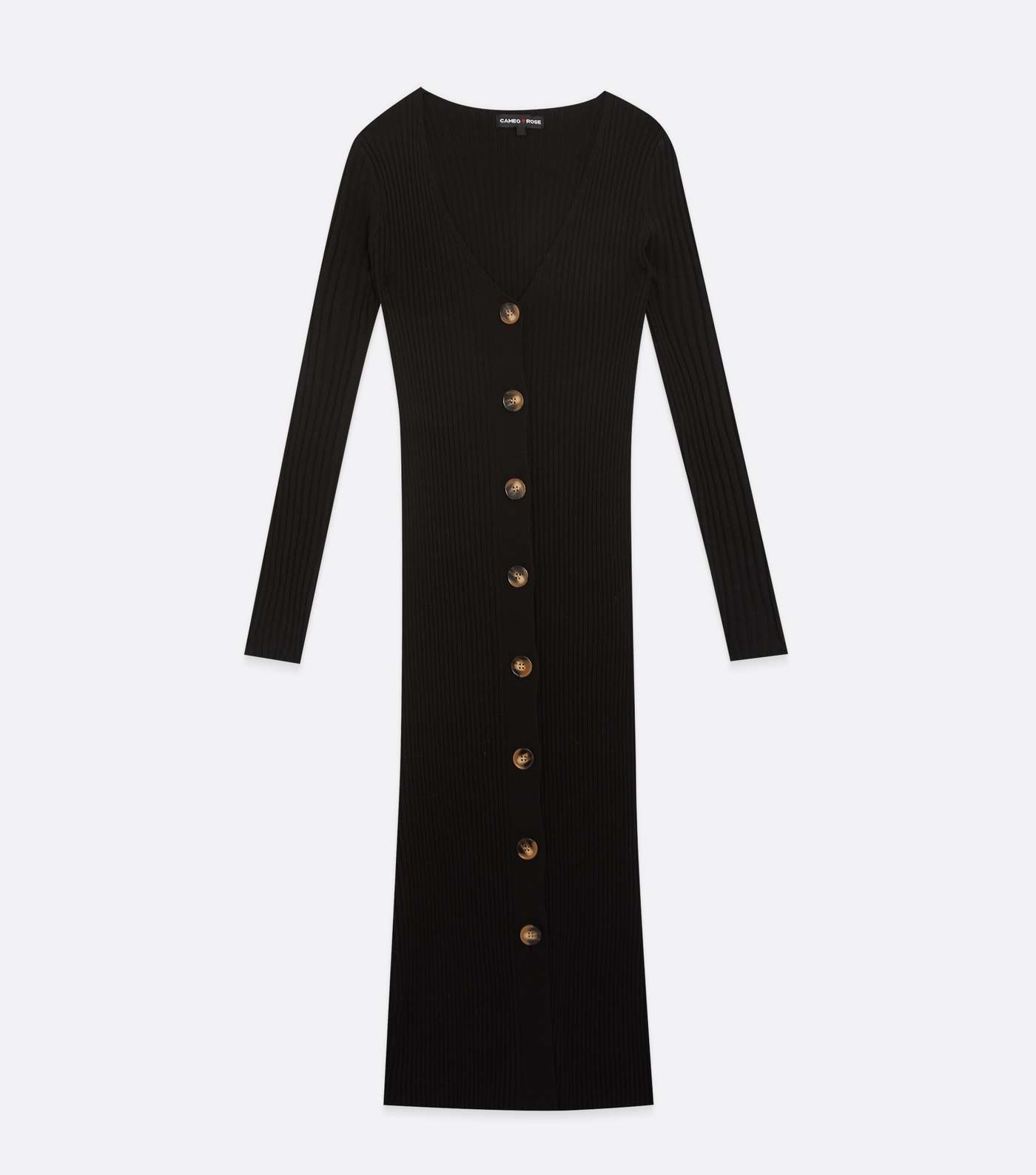 Cameo Rose Black Knit Button Midi Dress Image 5