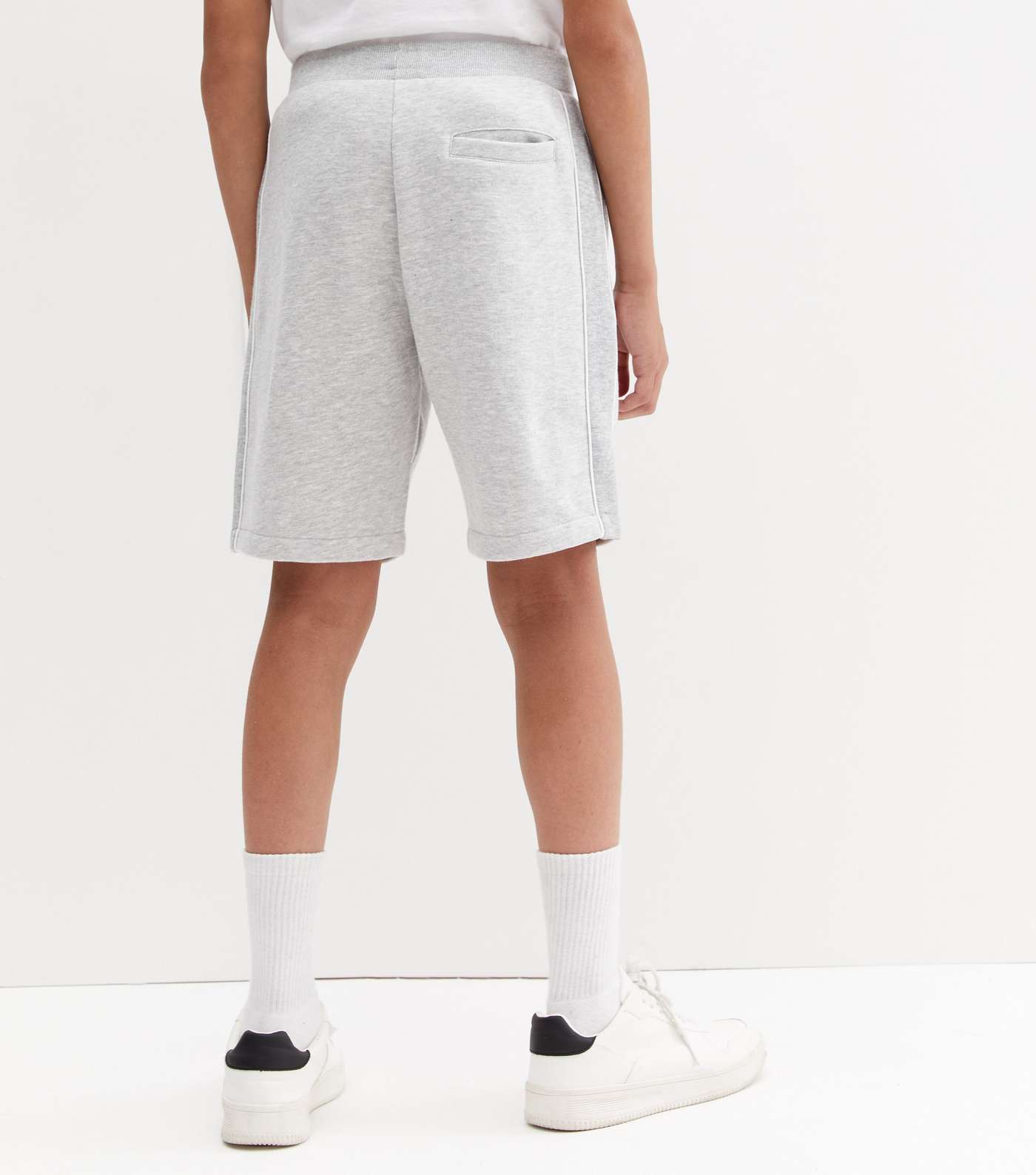 Boys Grey Marl Logo Hoodie and Shorts Set Image 5