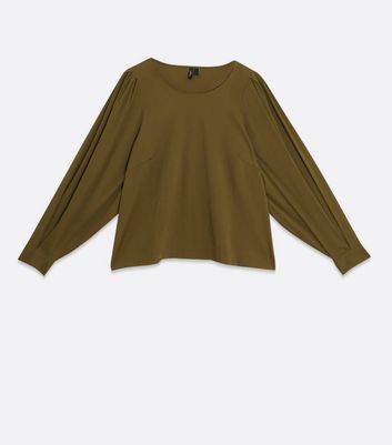 Vero Moda Curves Khaki Puff Sleeve Blouse New Look