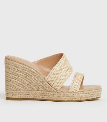 shop for Off White Woven Wedge Heel Mules New Look Vegan at Shopo