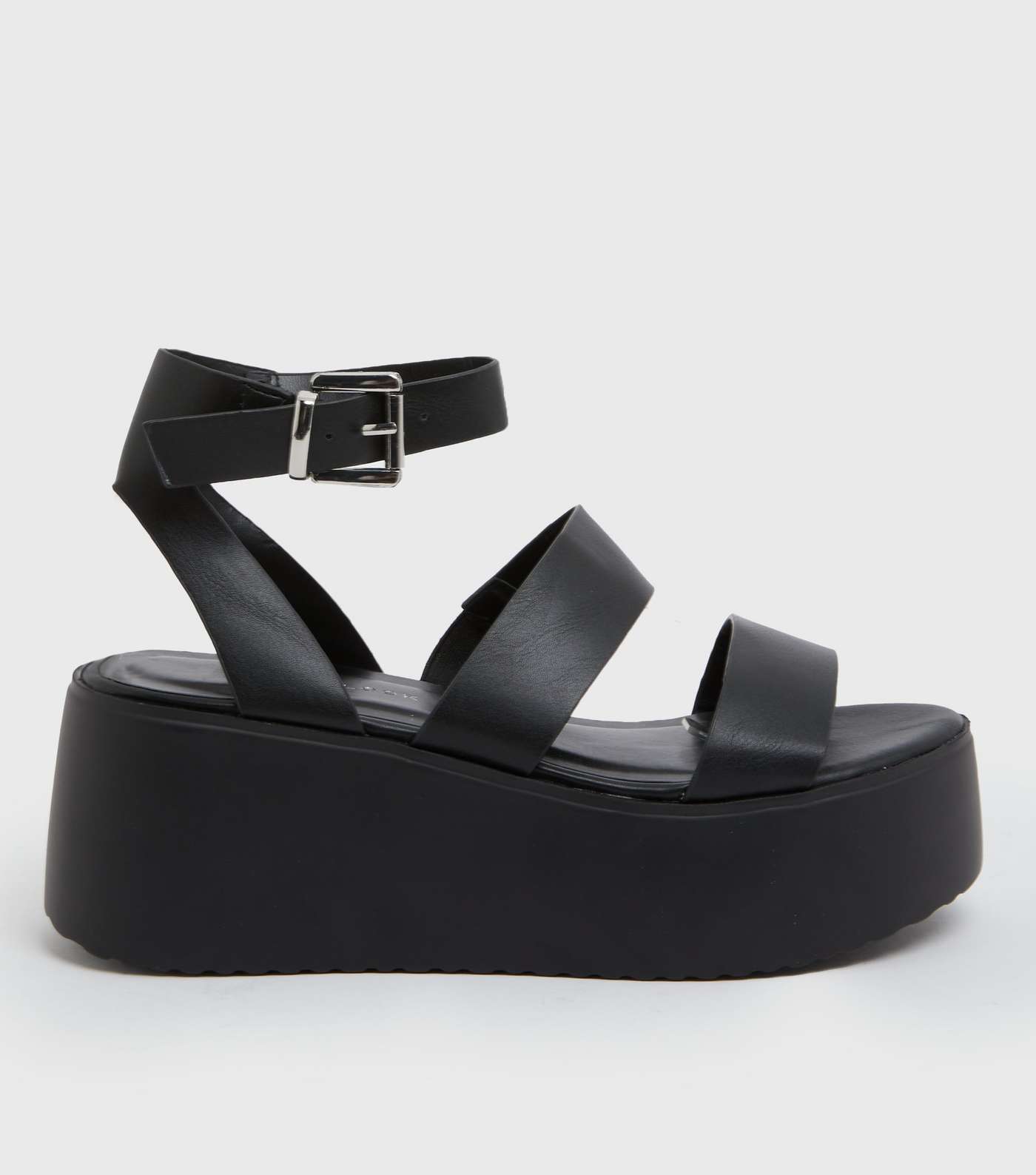 Black Strappy Open Toe Chunky Sandals