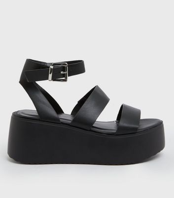 Chunky black shop strap sandals