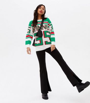 Click to view product details and reviews for Cameo Rose Green Varsity Knit Logo Jumper New Look.