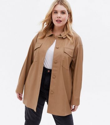 plus size leather shacket