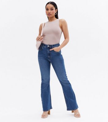 Petite Blue Mid Rise Flared Brooke 