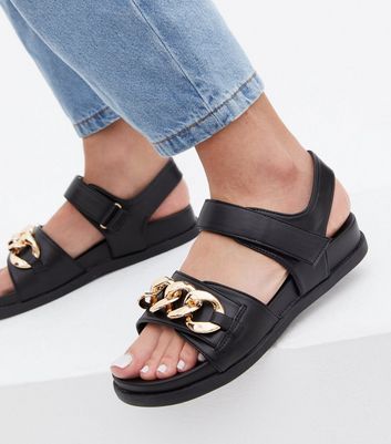 Womens black chunky on sale sandals