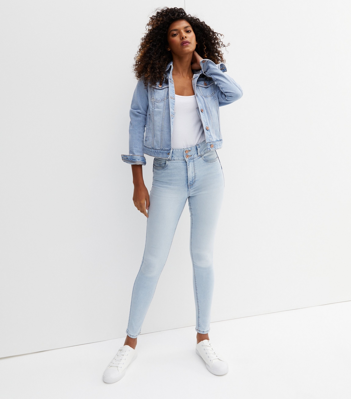 Women's Pale Blue Light Wash Lift & Shape High Waist Yazmin Skinny Jeans New Look