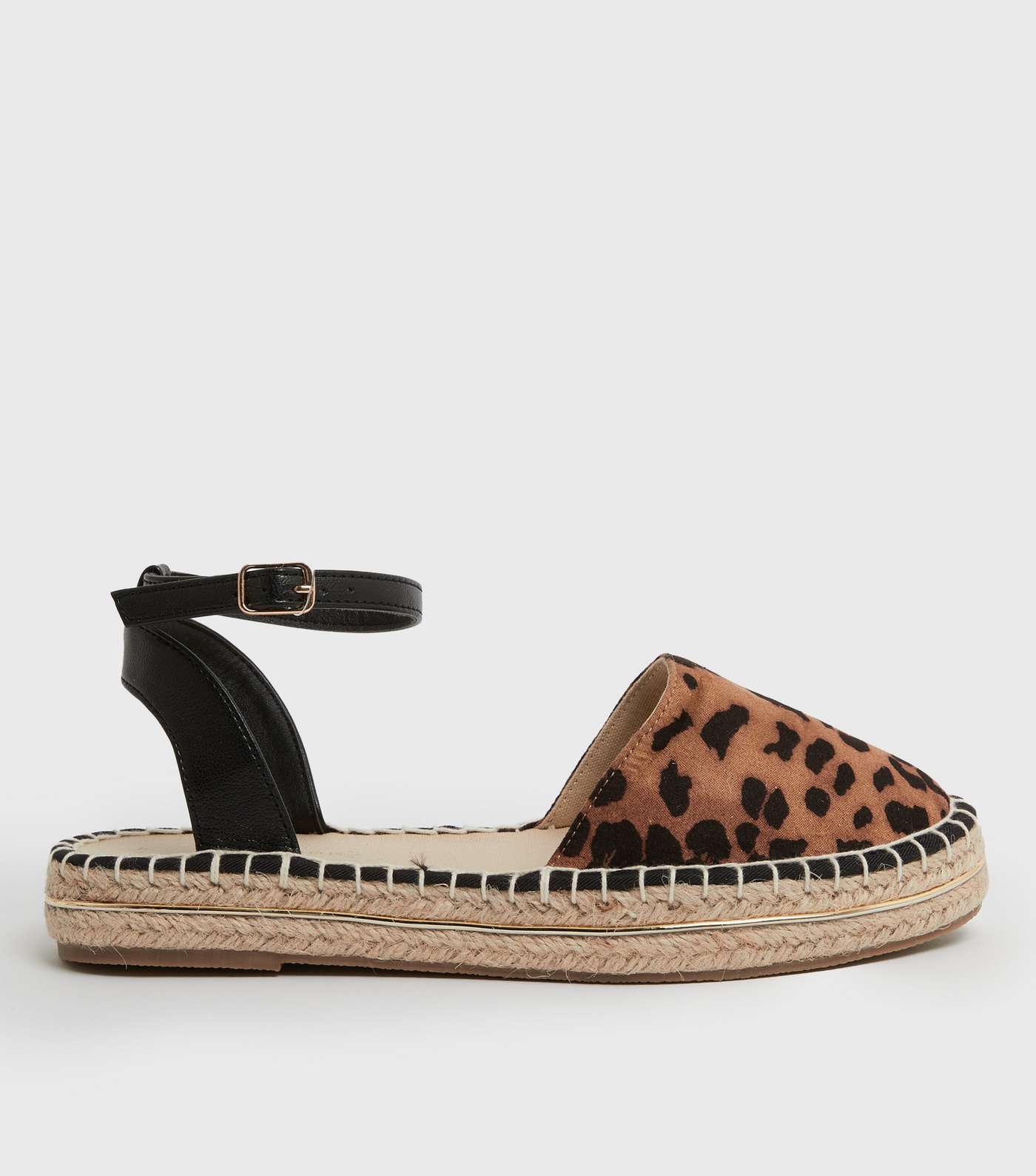 Tan Animal Print Suedette Espadrille Chunky Sandals