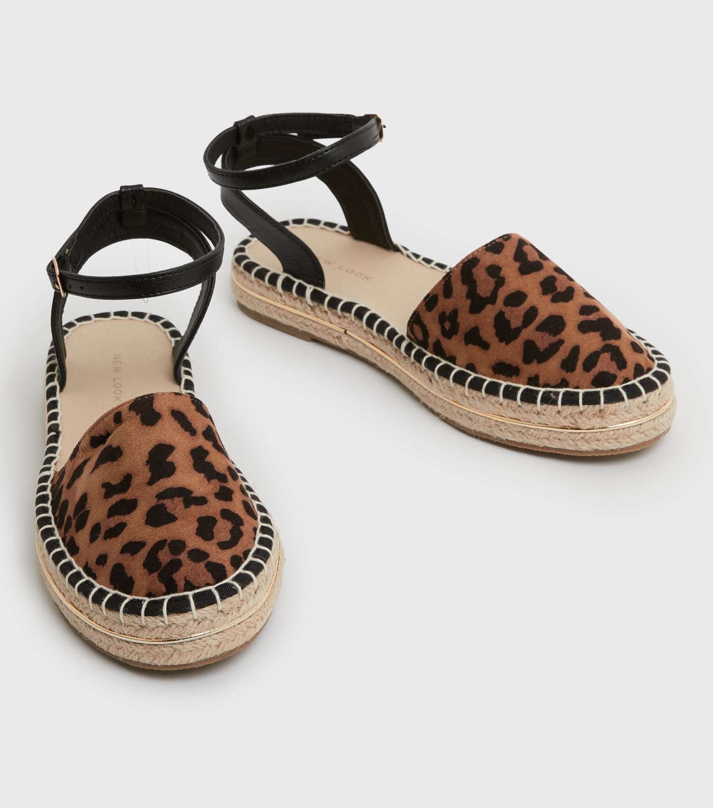 Tan Animal Print Suedette Espadrille Chunky Sandals Image 3