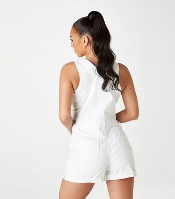 Urban Bliss White Denim Short Dungarees 