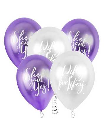 5 Pack Purple and Silver Hen Party Balloons