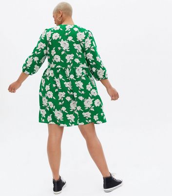 New Look Curves Green Floral Smock Dress 