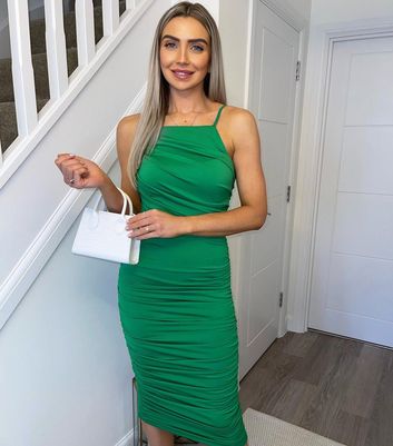 Click to view product details and reviews for Ax Paris Green Ruched Pleated Midi Dress New Look.