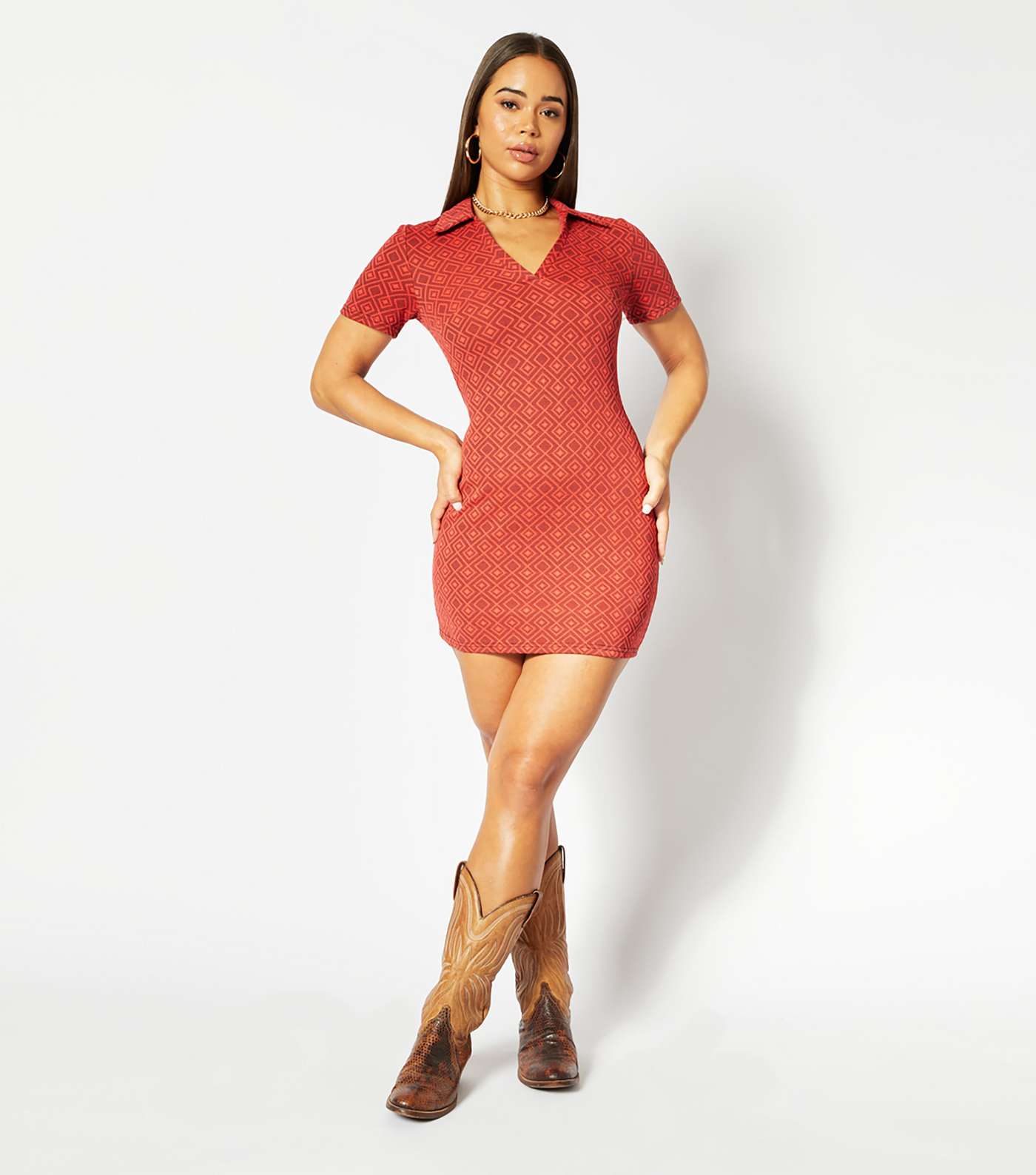Skinnydip Red Aztec Mini Shirt Dress Image 3