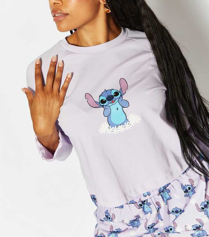 Skinnydip Lilac Disney Stitch Top and Short Pyjama Set