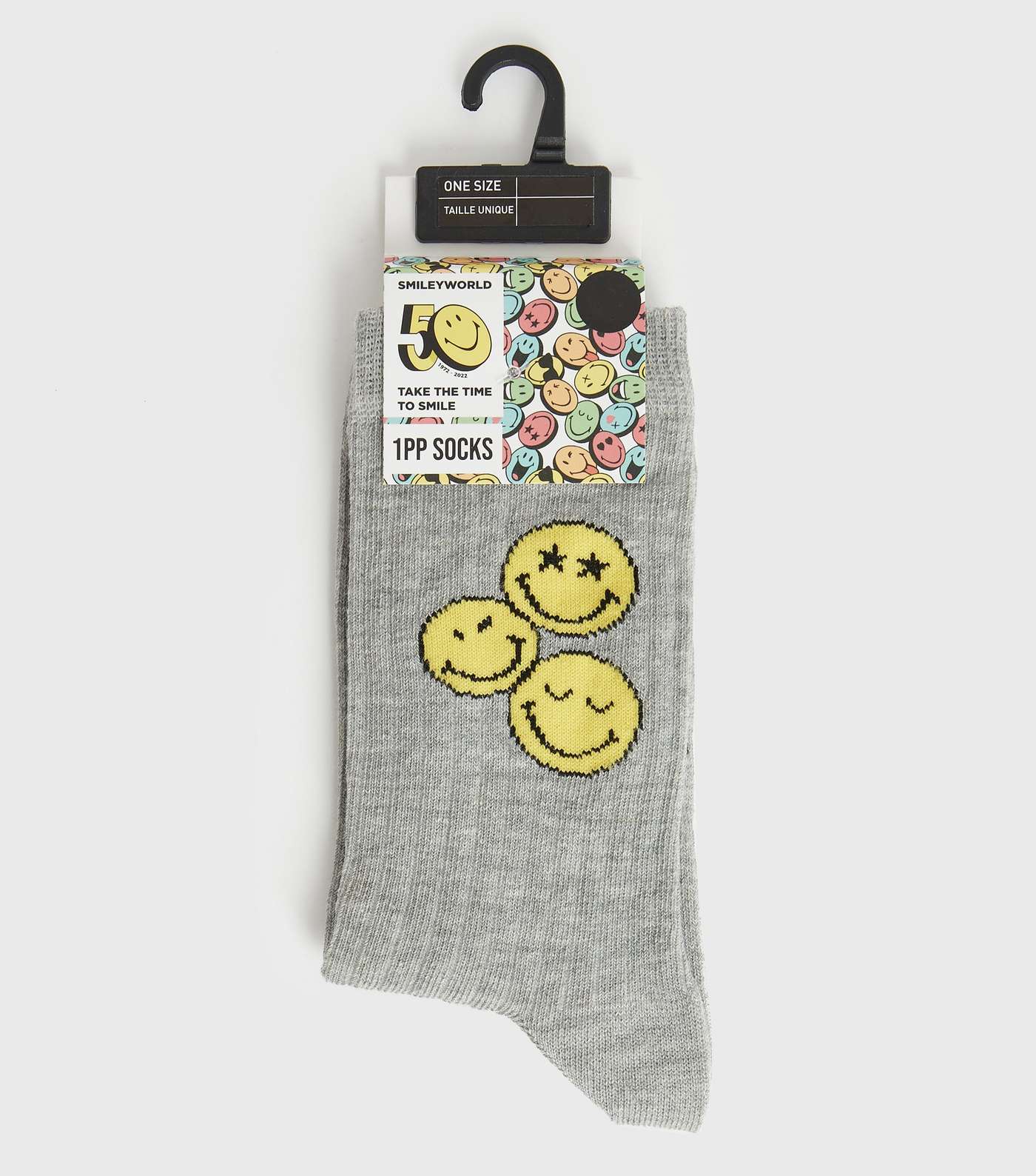Grey SmileyWorld Ribbed Socks Image 2