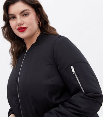 plus size black bomber jacket