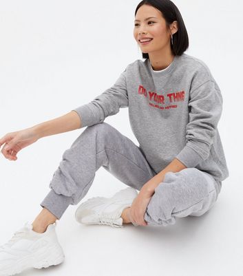 Click to view product details and reviews for Pale Grey Do Your Thing Logo Sweatshirt New Look.