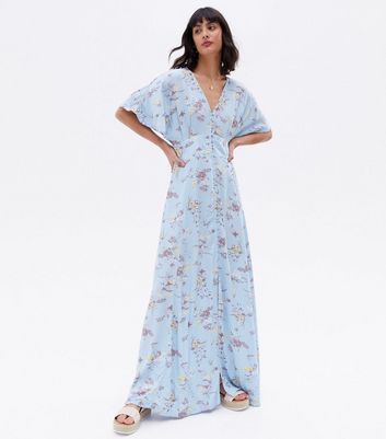 Blue Vanilla Pale Blue Floral Button Front Maxi Dress | New Look