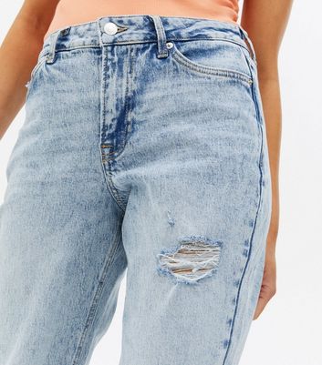 Click to view product details and reviews for Petite Blue Bleach Wash High Waist Slim Fit Tori Mom Jeans New Look.