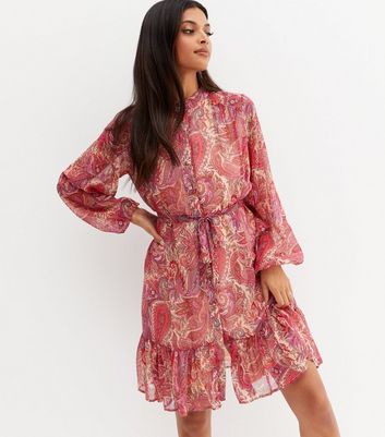 Blue Vanilla Pink Paisley Tie Waist 