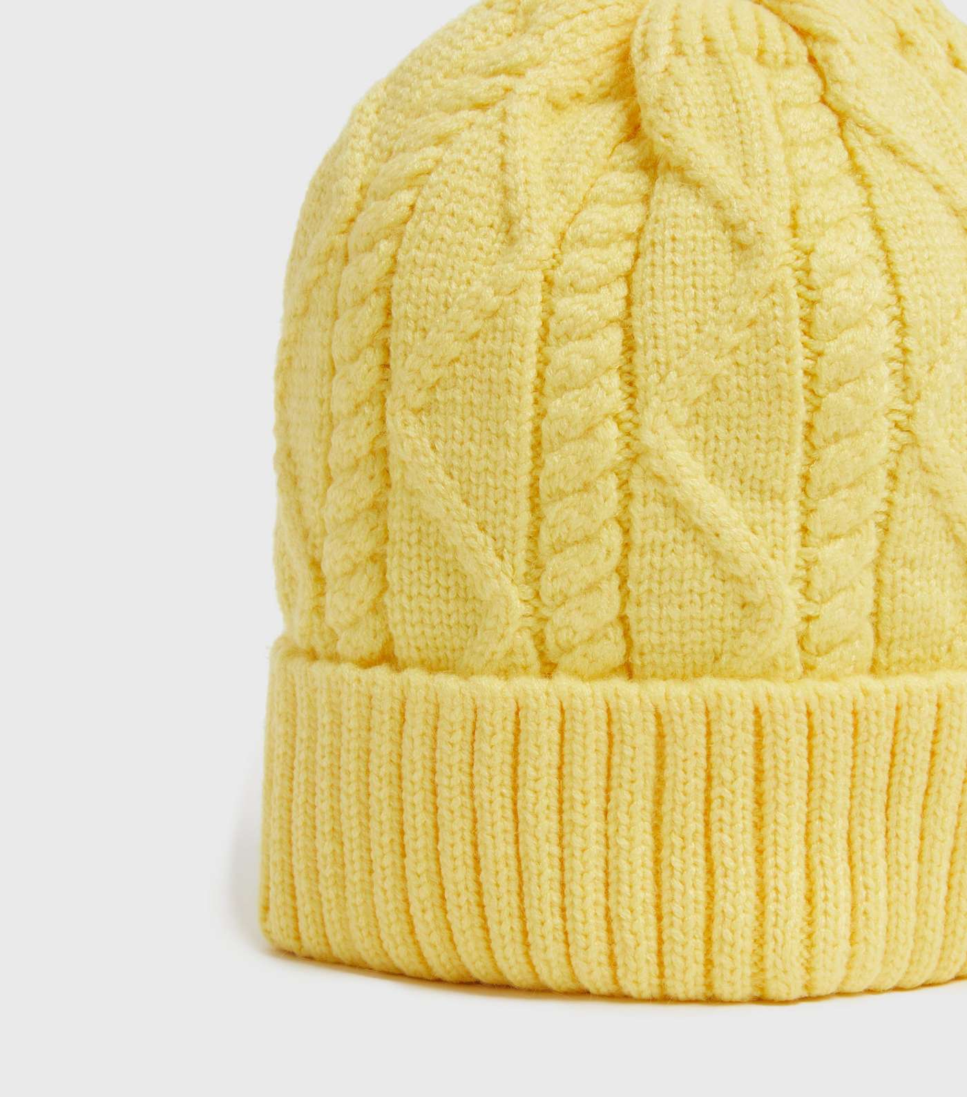 Pale Yellow Cable Knit Beanie Image 3
