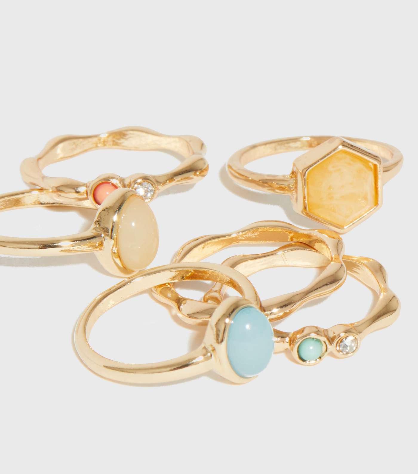 6 Pack Gold Mixed Gem Rings Image 2