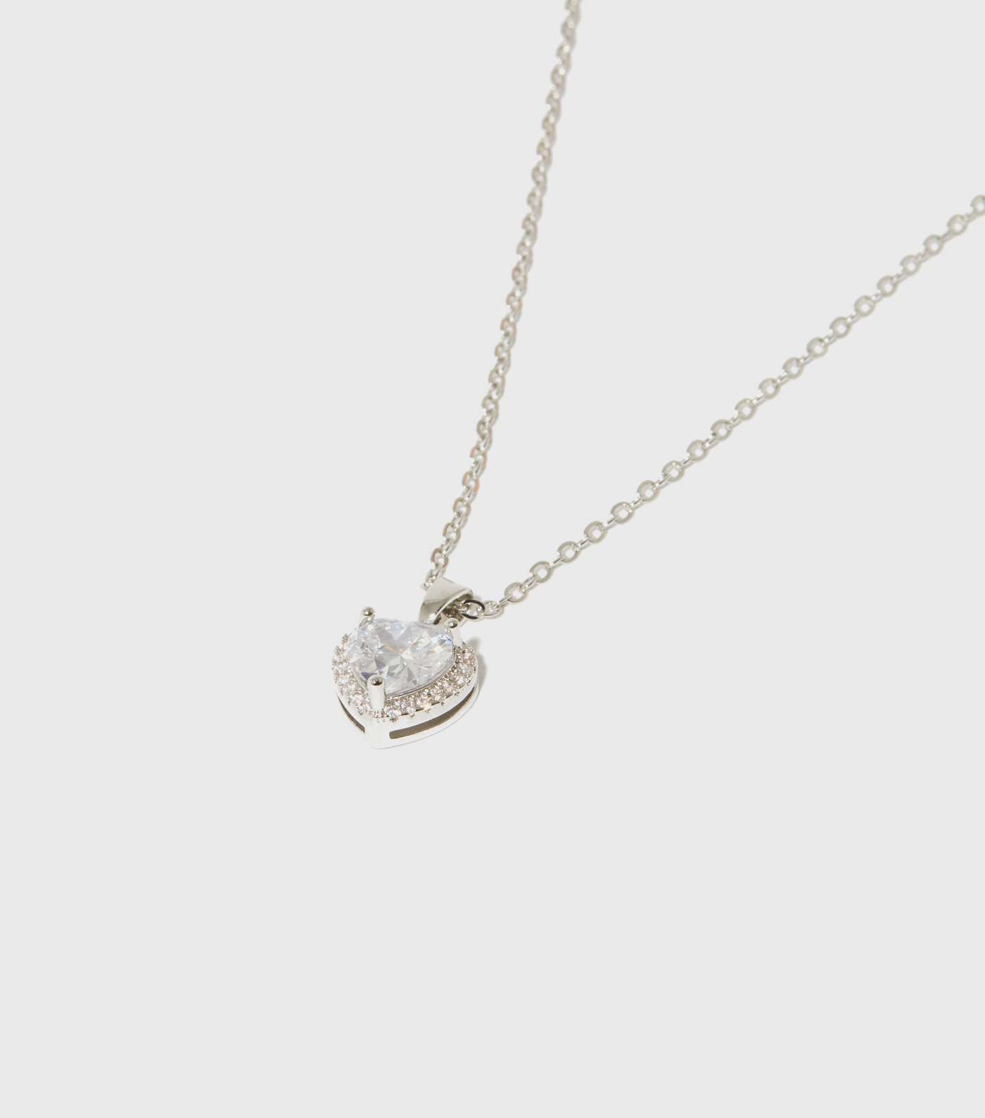 Clear Cubic Zirconia Heart Pendant Necklace Image 3