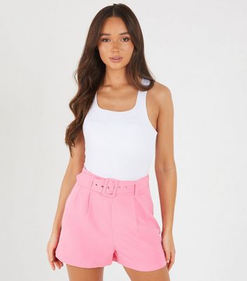 pink belted shorts