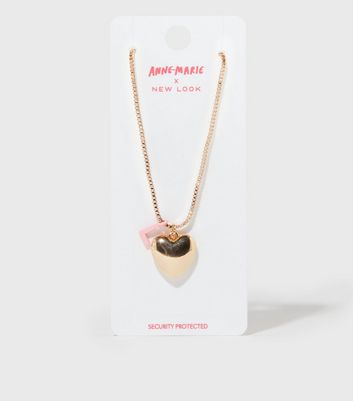 Gold Heart L Initial Necklace 