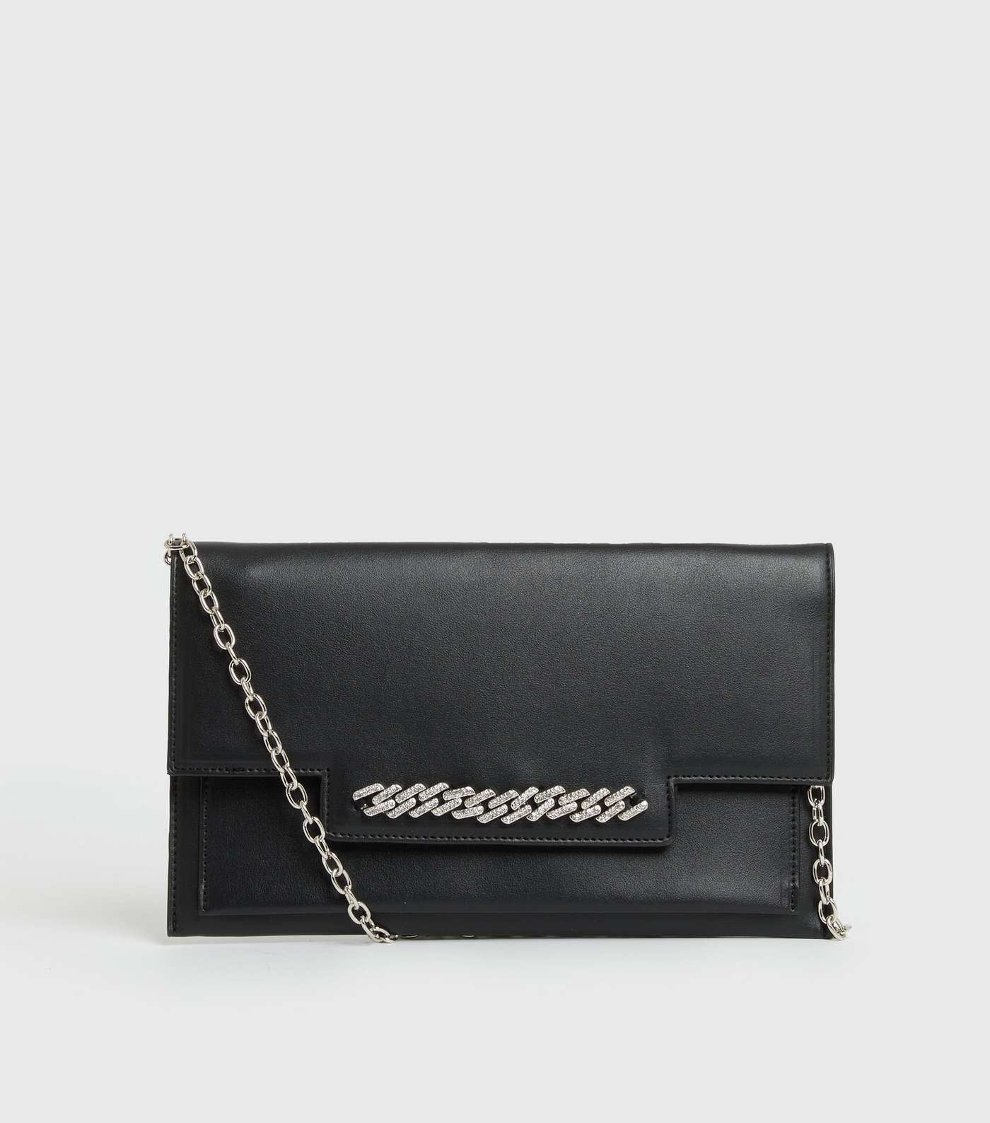 Little Mistress Black Diamanté Chain Clutch Bag