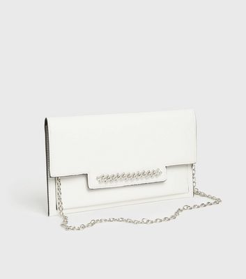 shop for Little Mistress White Diamanté Chain Clutch Bag New Look at Shopo