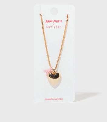 Gold Heart A Initial Necklace 