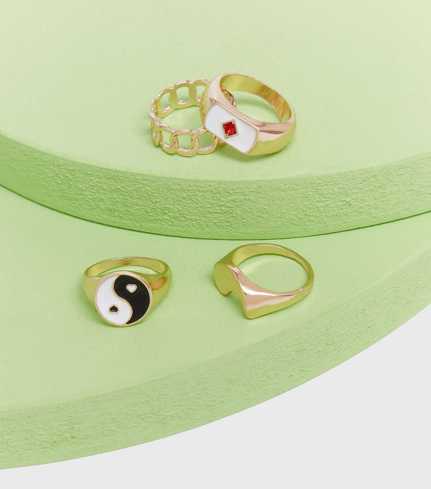 The Perfect Balance 4 Pack Gold Yin and Yang Stacking Rings Image 2