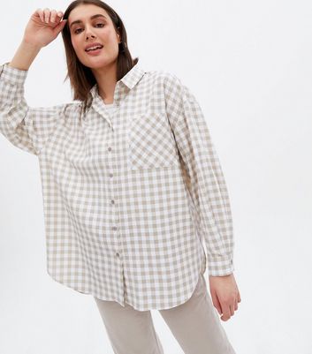 Click to view product details and reviews for White Gingham Oversized Shirt New Look.