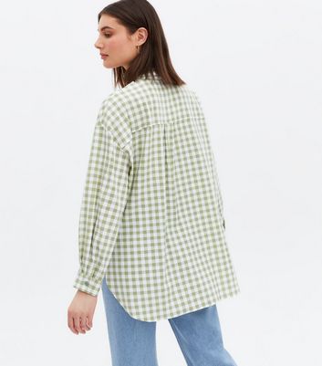 Green gingham 2025 shirt womens