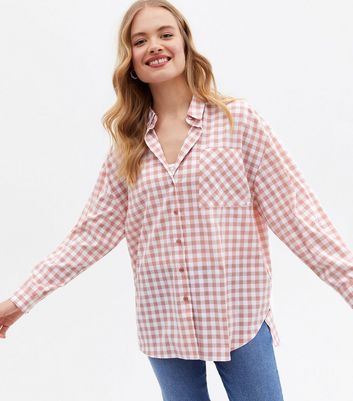 Pink Gingham Oversized Shirt | New Look