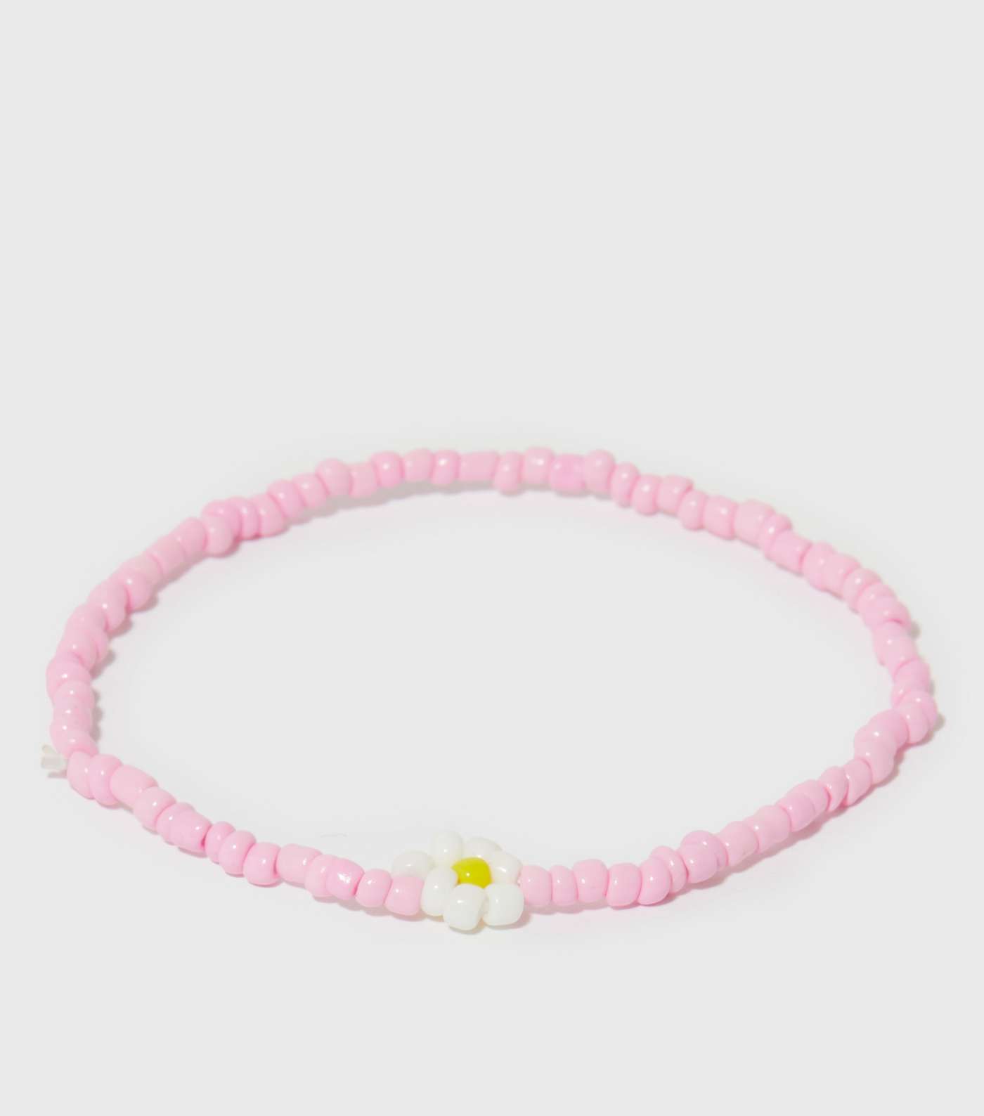 Pink Daisy Beaded Anklet Image 2