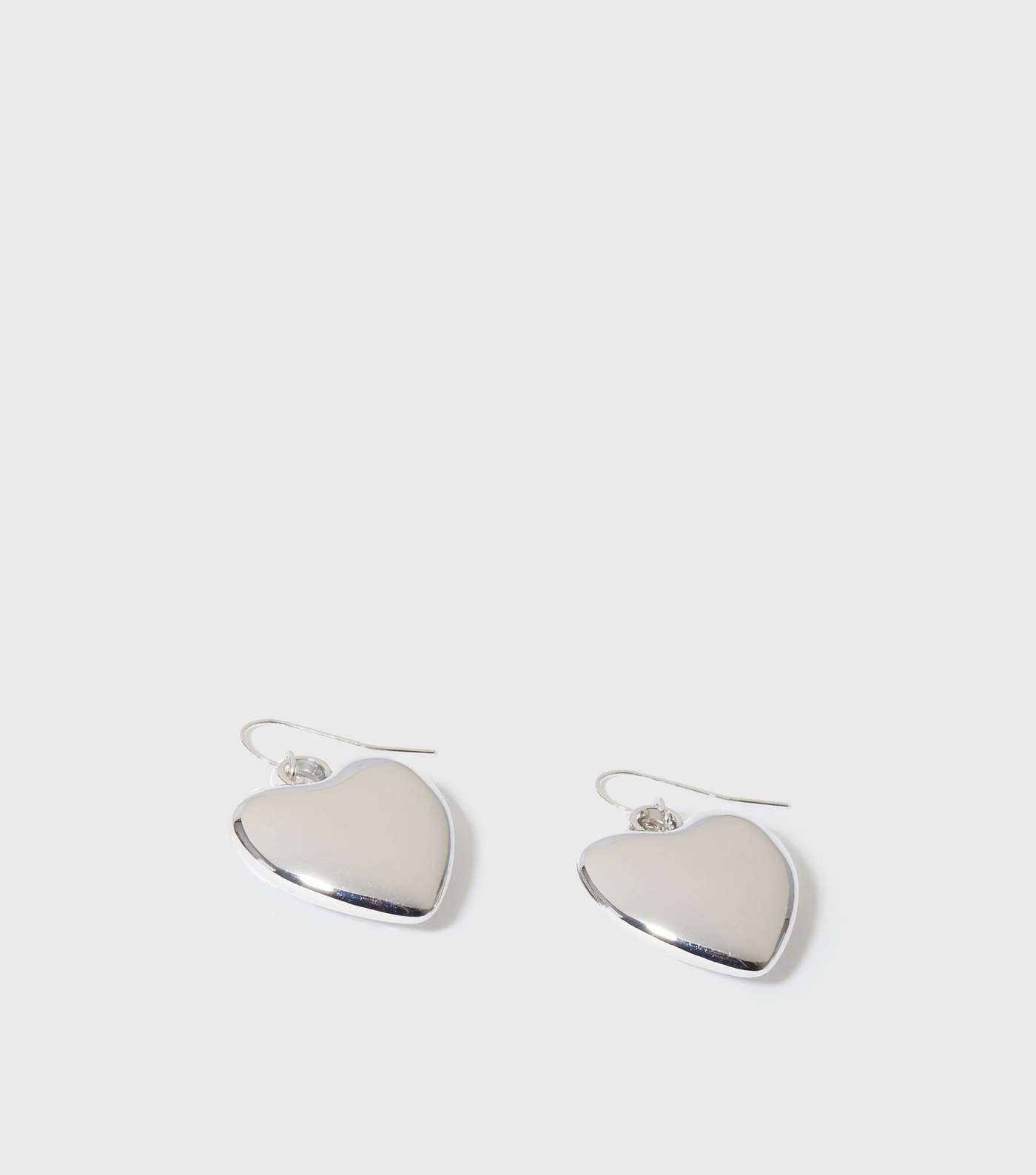 Silver Heart Drop Earrings Image 2