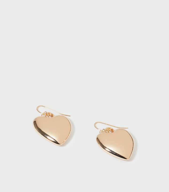 Gold Heart Drop Earrings