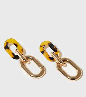 Gold Tortoiseshell Effect Chain Earrings