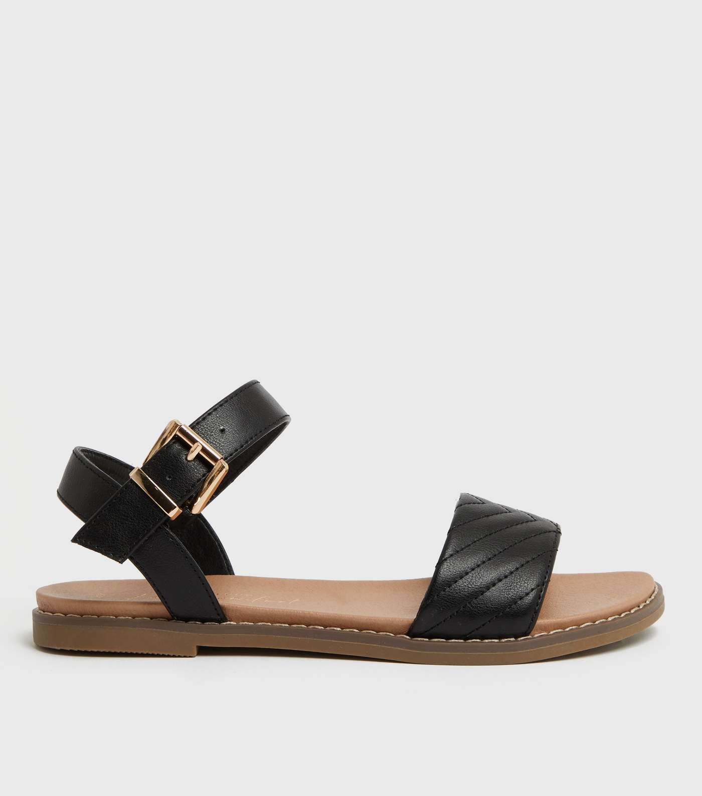 Black Quilted Open Toe Sandals