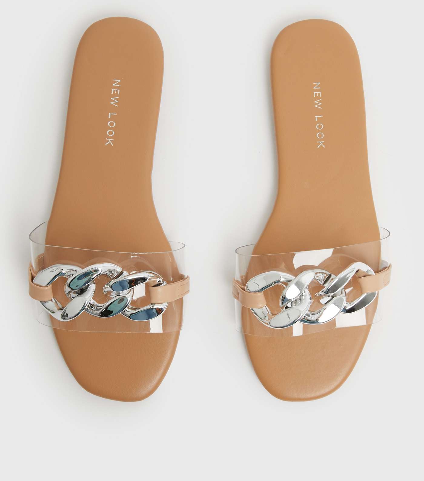 Pale Pink Chain Clear Strap Sliders