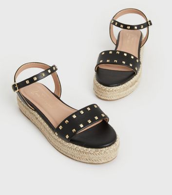 Damen Schuhe & Stiefel Black Studded Chunky Espadrille Sandals