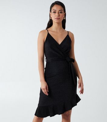 New look black ruffle cheap dress