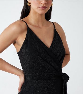 black glitter wrap dress