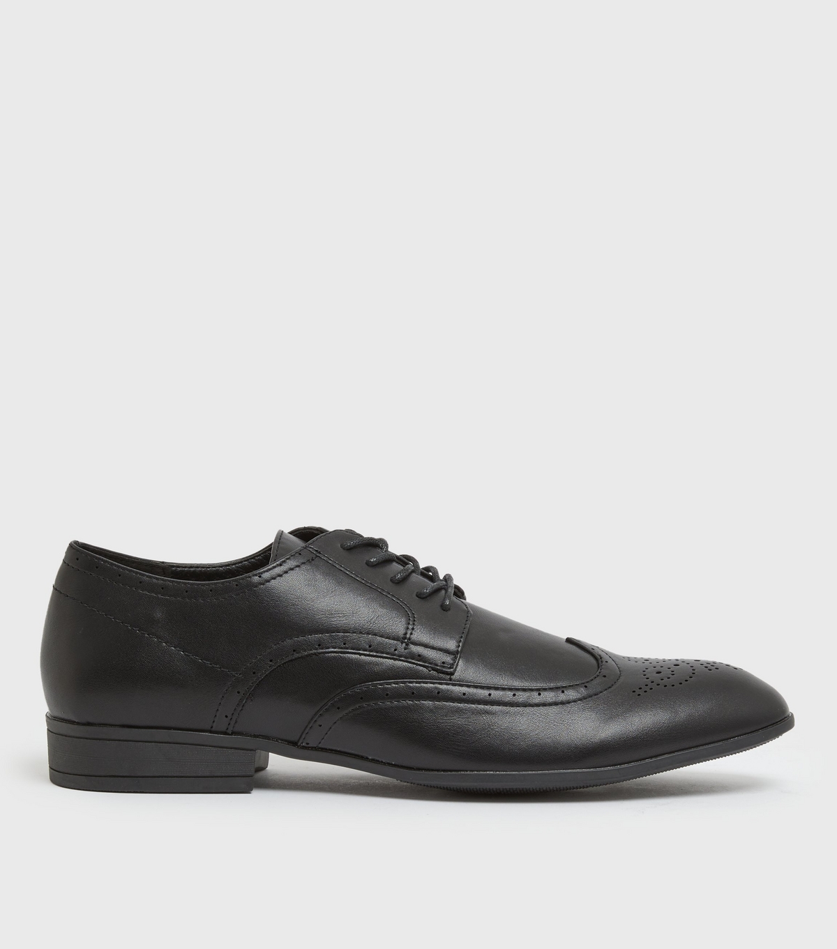 Men's Black Leather-Look Lace Up Brogues Vegan New Look