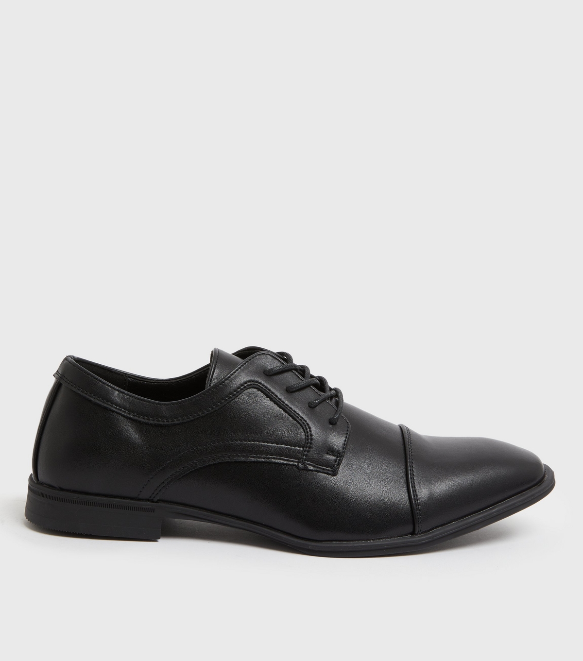 Men's Black Leather-Look Oxford Shoes Vegan New Look