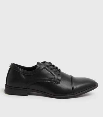 Black Leather-Look Oxford Shoes