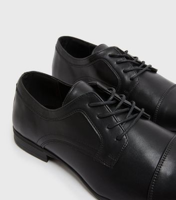 Black Leather Look Oxford Shoes New Look
